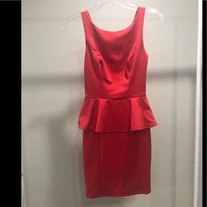Red peplum fitted dress